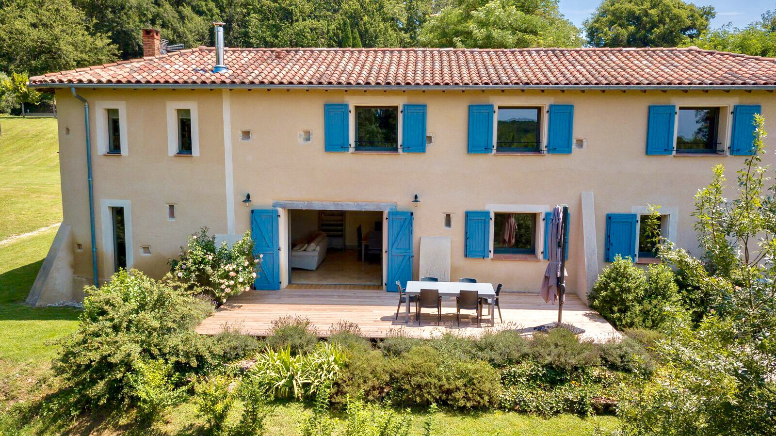 Gite with blue shutters